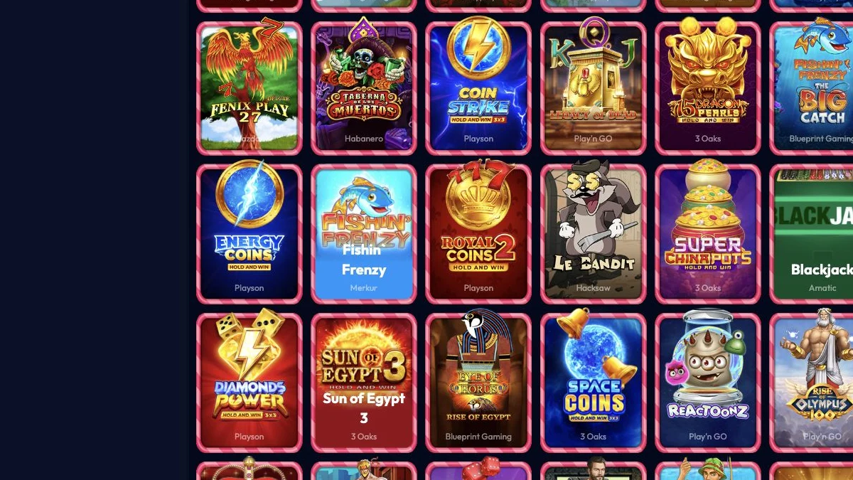 Gambiva spillobby med live- og casinokategorier