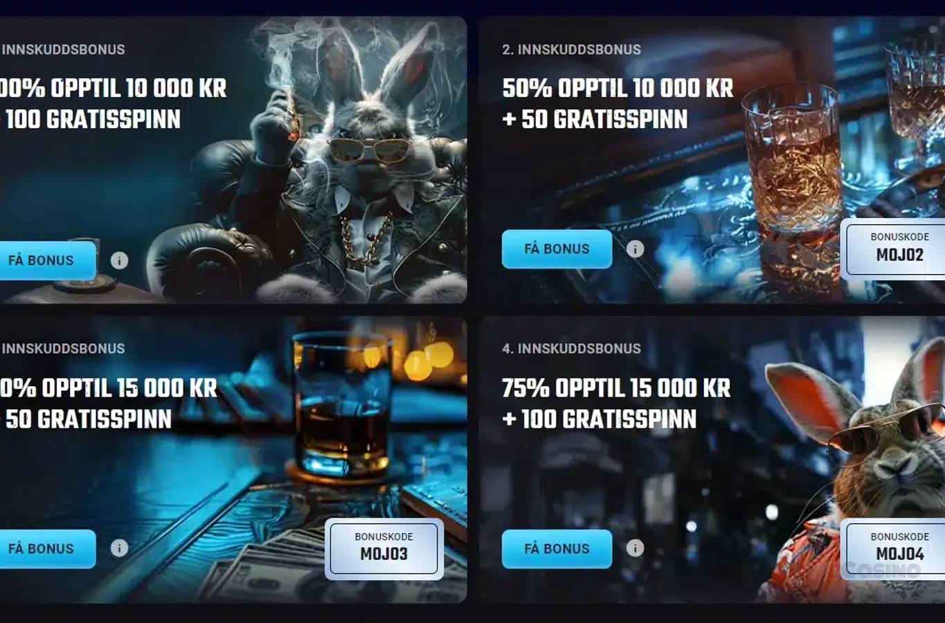 Playmojo velkomstpakke med fire innskuddsbonuser