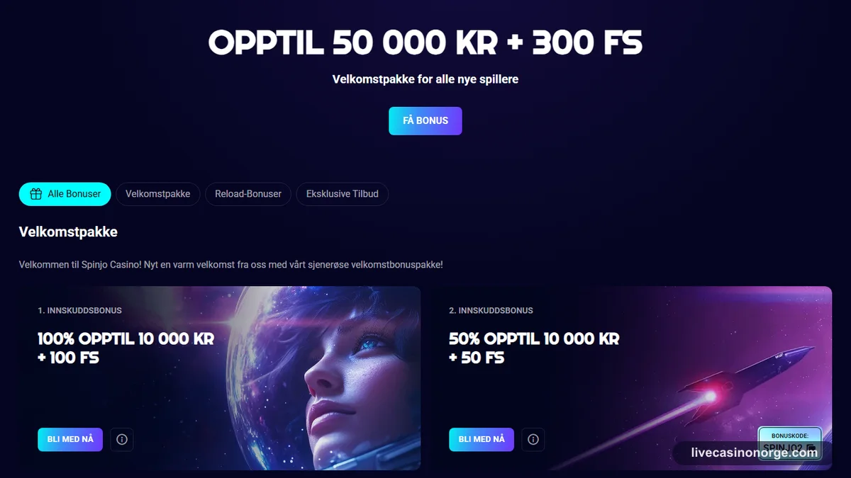 Spinjo kampanjer og bonuskort