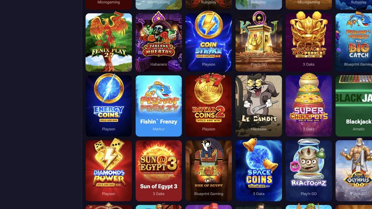 TenoBet spillobby med live- og casinokategorier