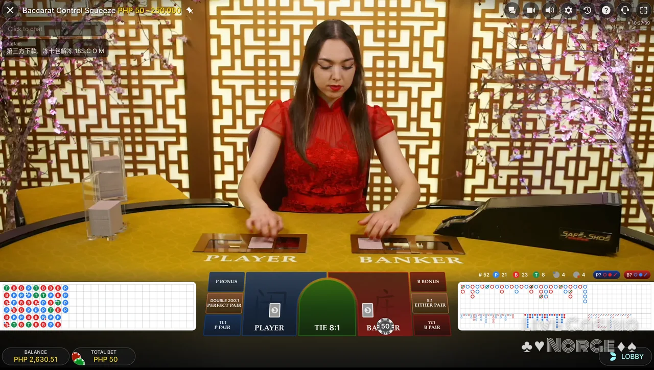 Baccarat Control Squeeze - Live dealer og klassisk baccarat-flyt.