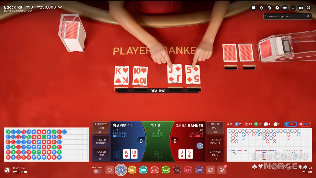 Baccarat - Pragmatic Play Live presenterer klassisk baccarat med live dealer.