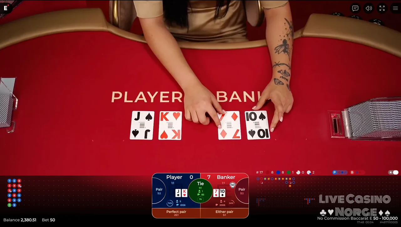 No Commission Baccarat - Ezugi live dealer med no commission-regler.