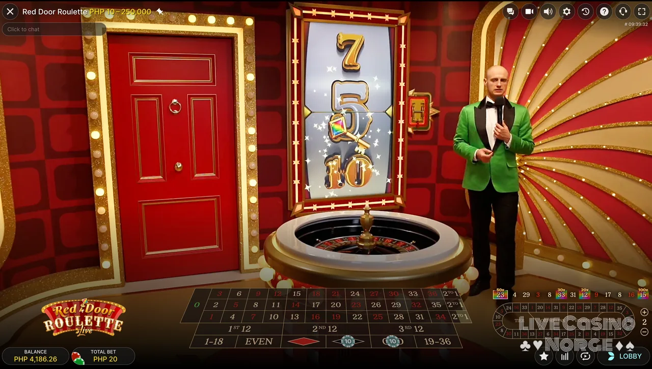 Red Door Roulette - Nøkler og multiplikatorer legges på utvalgte nummer.