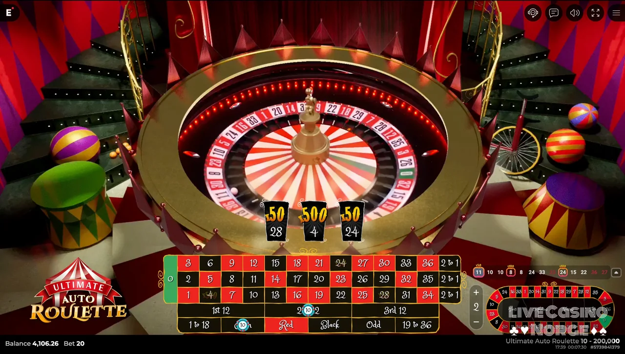 Ultimate Auto Roulette - Ultimate Multipliers kan løfte straight-up gevinster kraftig.