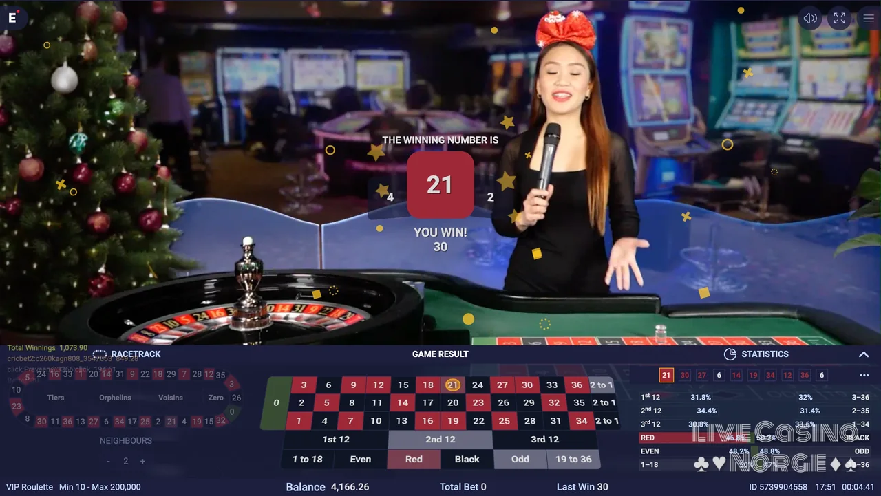VIP Roulette fra Ezugi etter avgjort runde