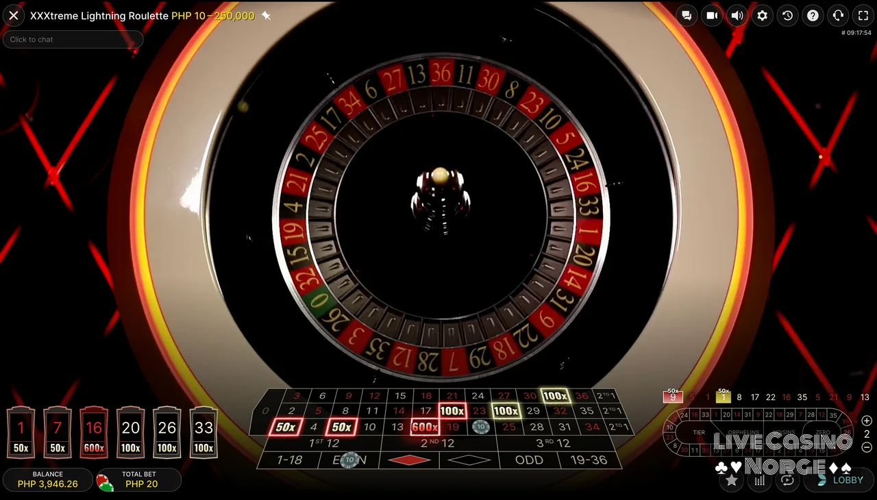 XXXtreme Lightning Roulette - Evolution-dealeren spinner hjulet i Lightning-studioet.