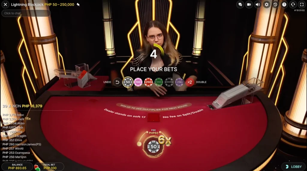 Lightning Blackjack Live av Evolution Gaming (Lightning Multiplier)