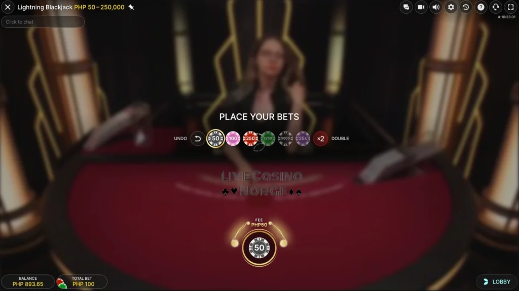 Lightning Blackjack Live av Evolution Gaming (Plasser innsatsen din)
