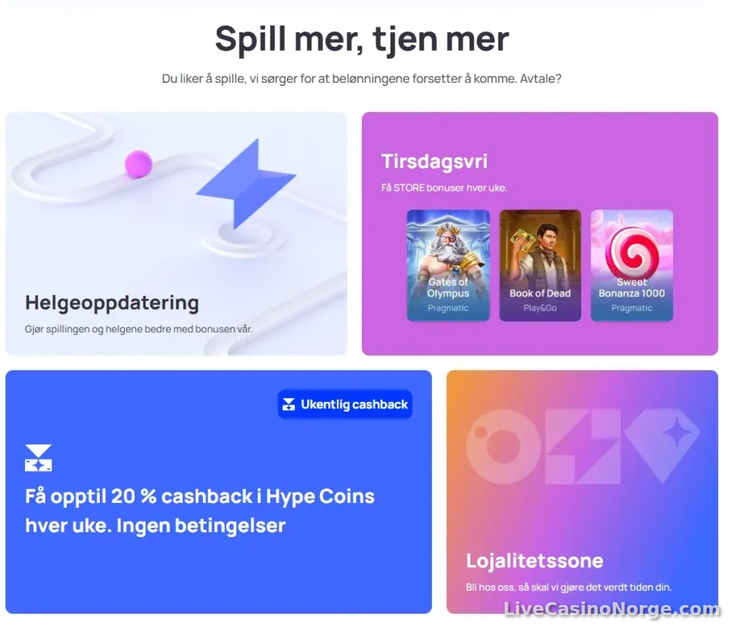 Hype Kasino fordeler